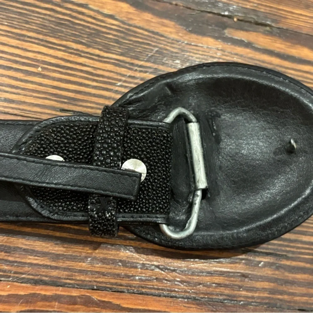 Vintage El General Genuine Sting Ray Skin Buckle Front Belt Sz 38
